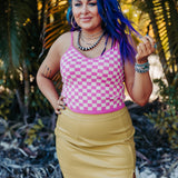 Hot Pink Checker Board Cami Crop
