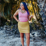 Hot Pink Checker Board Cami Crop