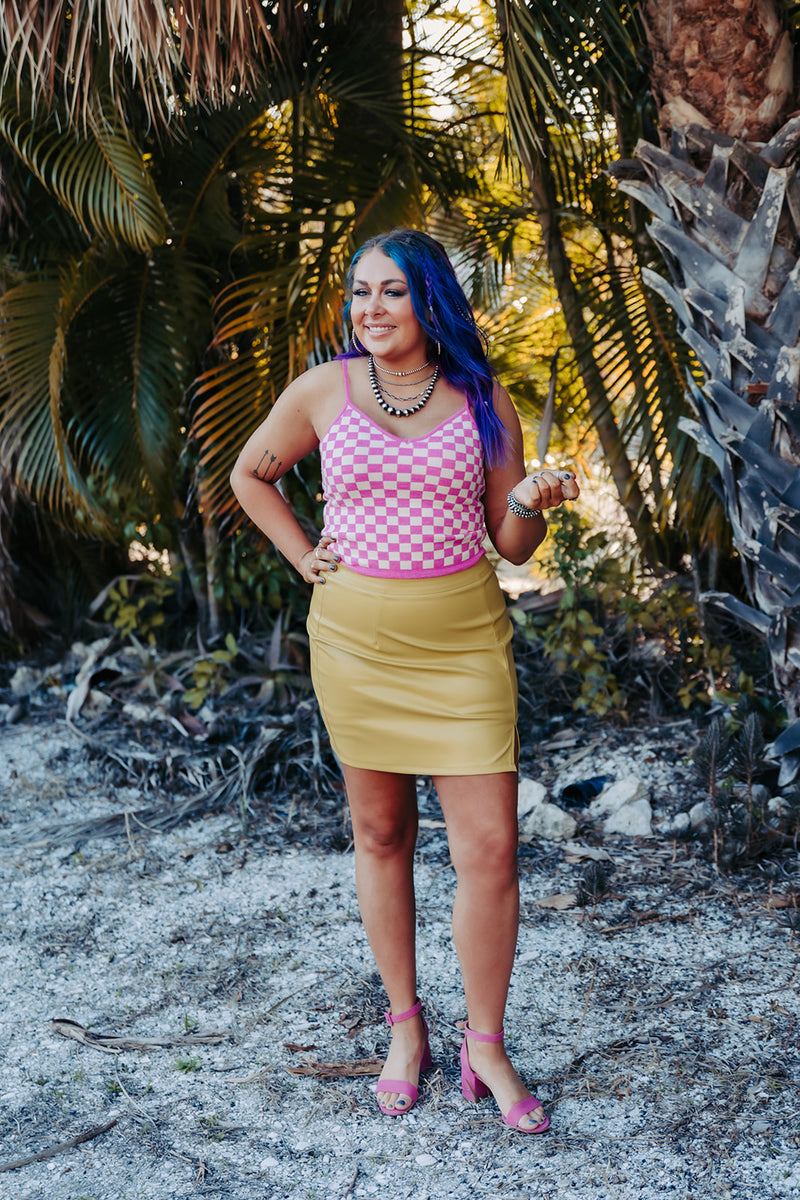 Hot Pink Checker Board Cami Crop