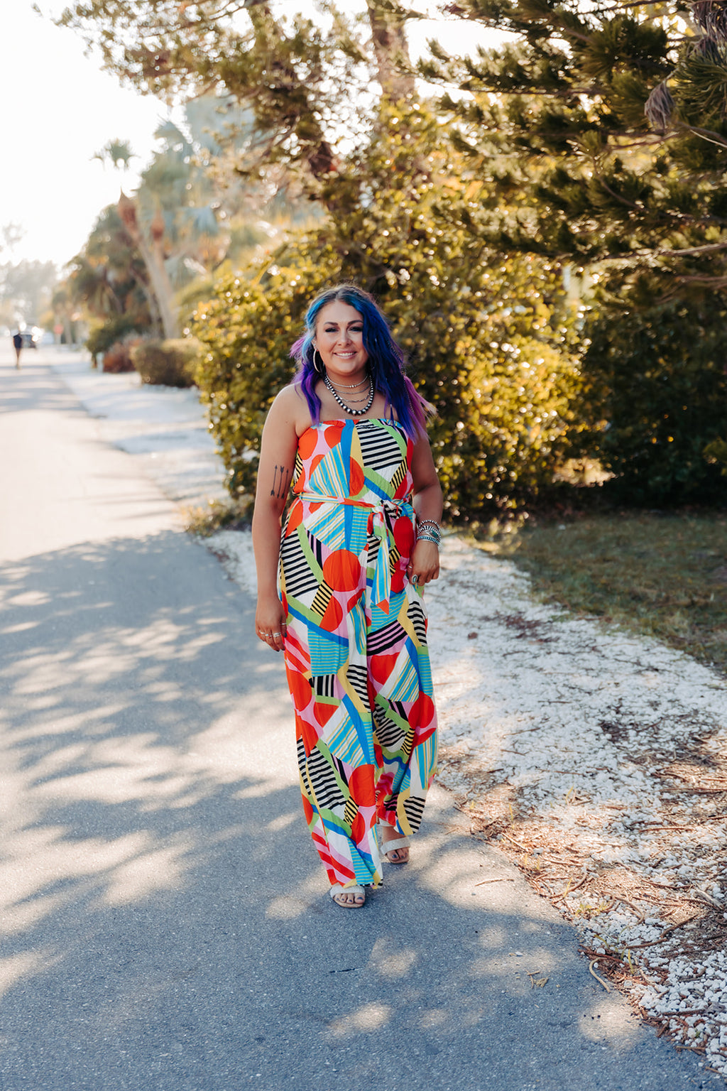 Multi Line Retro Jumpsuit