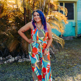 Multi Line Retro Jumpsuit