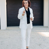 Black Short Sleeve Blouse with Draped Neckline