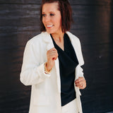 Black Short Sleeve Blouse with Draped Neckline