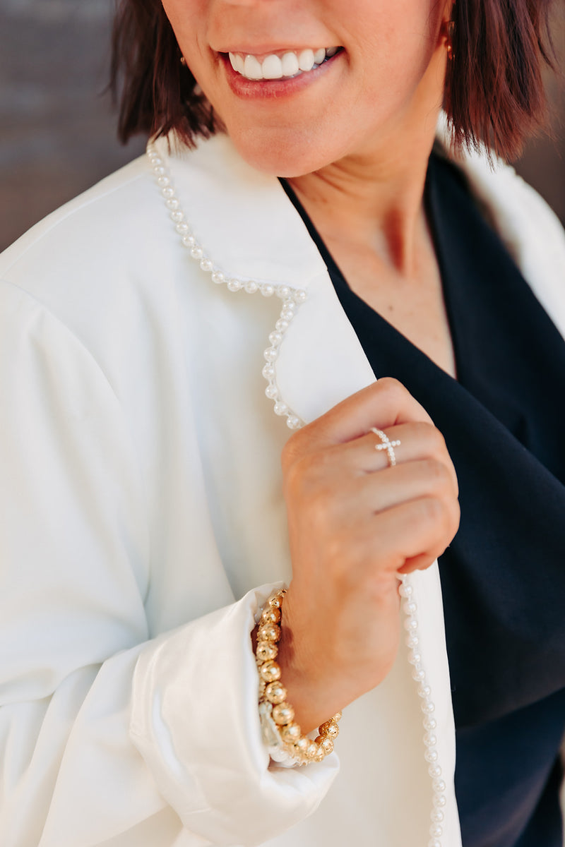 Ivory + Pearl Accent Blazer