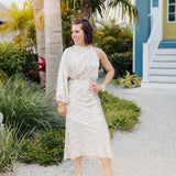 Latte Zebra Satin Midi Dress