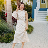 Latte Zebra Satin Midi Dress