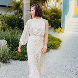 Latte Zebra Satin Midi Dress