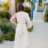 Latte Zebra Satin Midi Dress