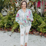 Magenta Combo Marble Satin L/S Blouse