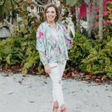 Magenta Combo Marble Satin L/S Blouse