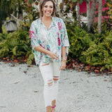 Magenta Combo Marble Satin L/S Blouse