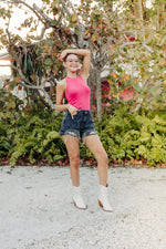 Hot Pink Knit Chic Racer Tank
