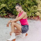 Hot Pink Knit Chic Racer Tank