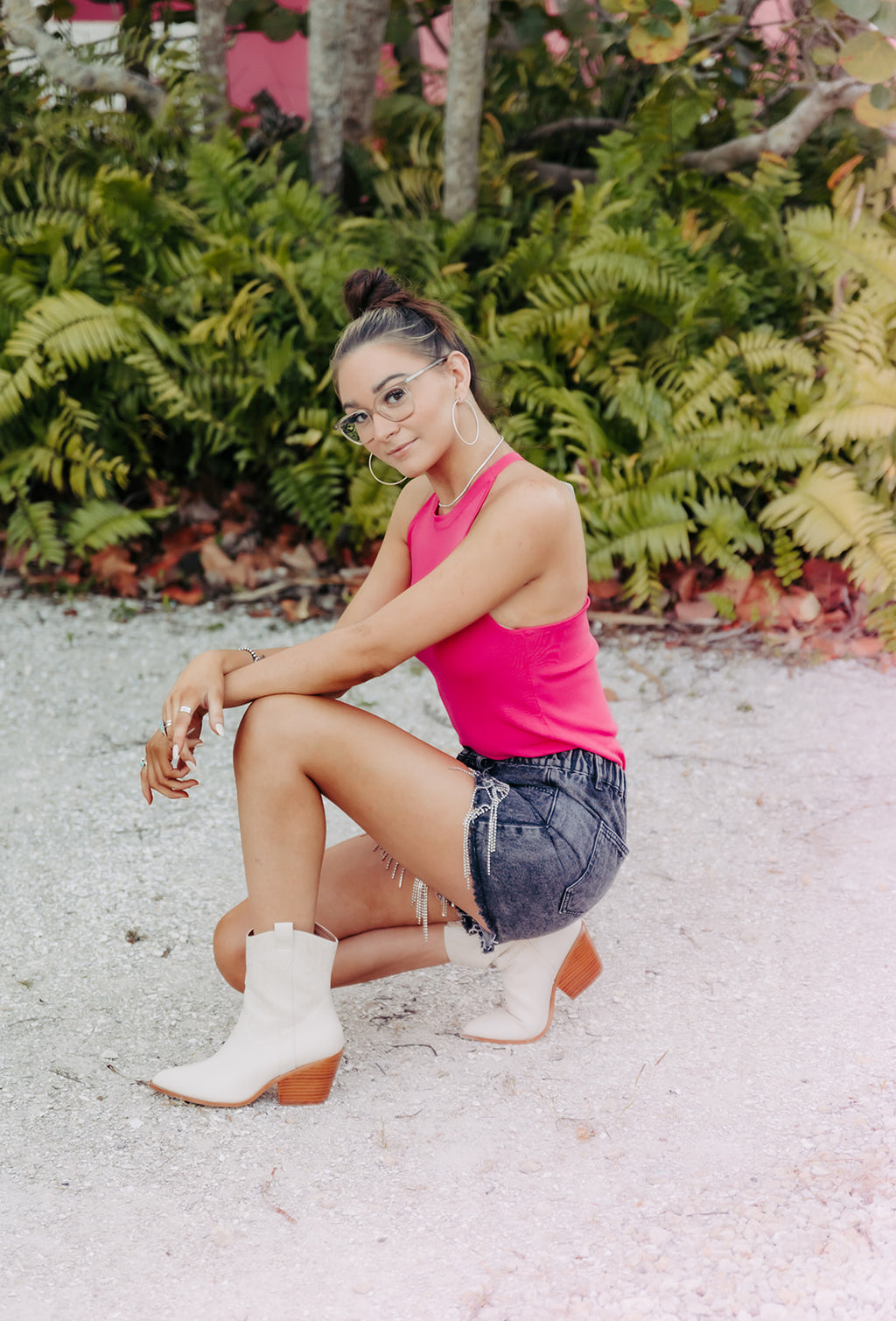 Hot Pink Knit Chic Racer Tank
