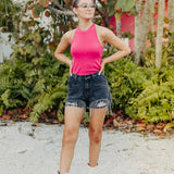 Hot Pink Knit Chic Racer Tank