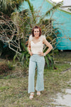 Seafoam Faux Leather Pant with Front Pocket