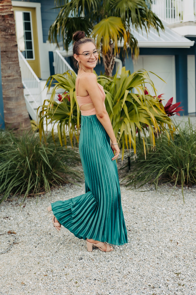 At The Resort Salmon + Green Dress
