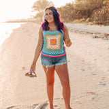 Square Neck Kaleidoscope Woven Tank