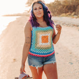 Square Neck Kaleidoscope Woven Tank