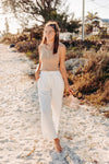 Mushroom Rib Texture Zipper Bodysuit Tank