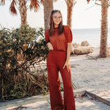 Brown Crochet Pants with Lining