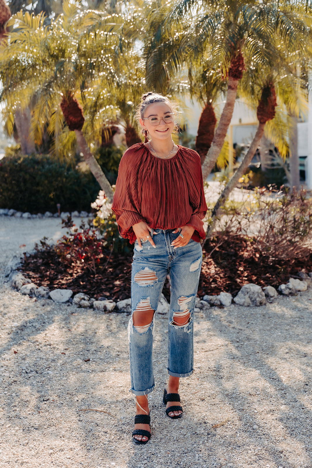 Copper Racoon Copper Pleated Detail Billow L/S Top – The Red Raccoon