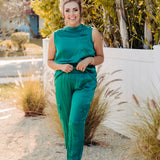 Emerald Green Satin Cargo Jogger Pants