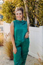 Emerald Green Satin Sleevless Tank