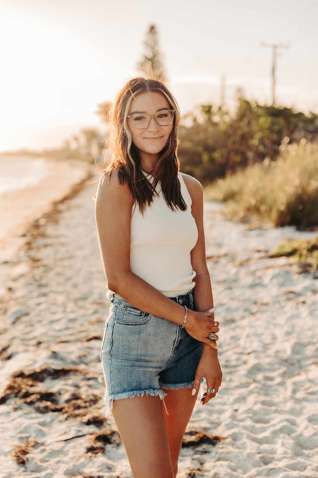 High Rise Two Tone Shorts