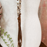 Gray Tiger Eye Wrap Necklace w/ Charmed Accent