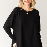 Long Sleeve Dolman Sweater with Side Slits