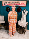Orange Printed Halter Tie Jumpsuit