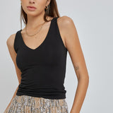 Basic Double Lined V Neck Tank