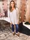 Striped V Neck L/S Top