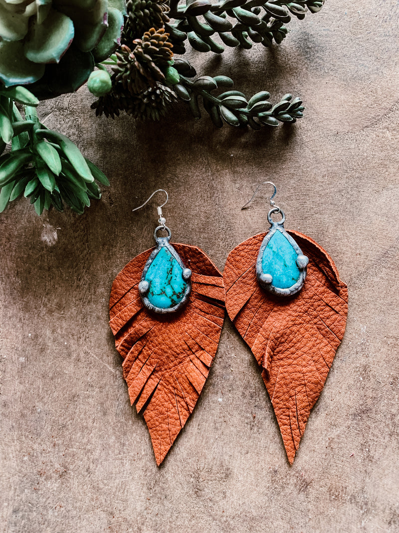With The Wind Leather Stone Earring