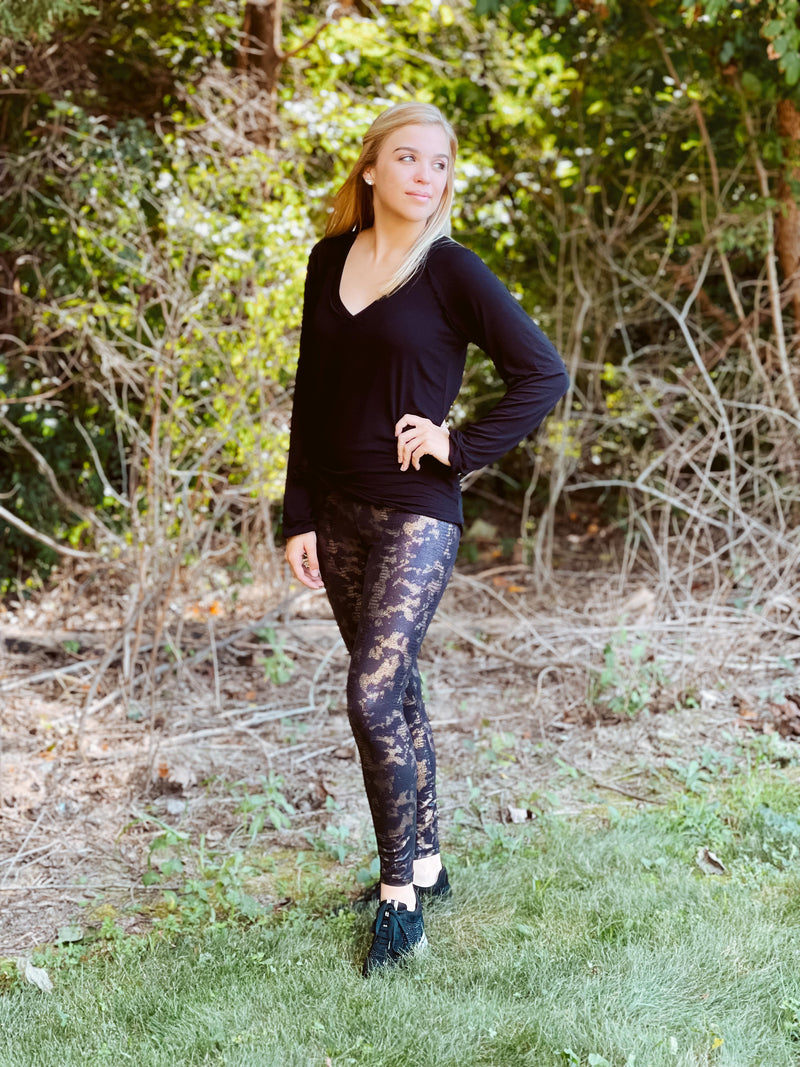 Python Gold & Black Full Length Leggings