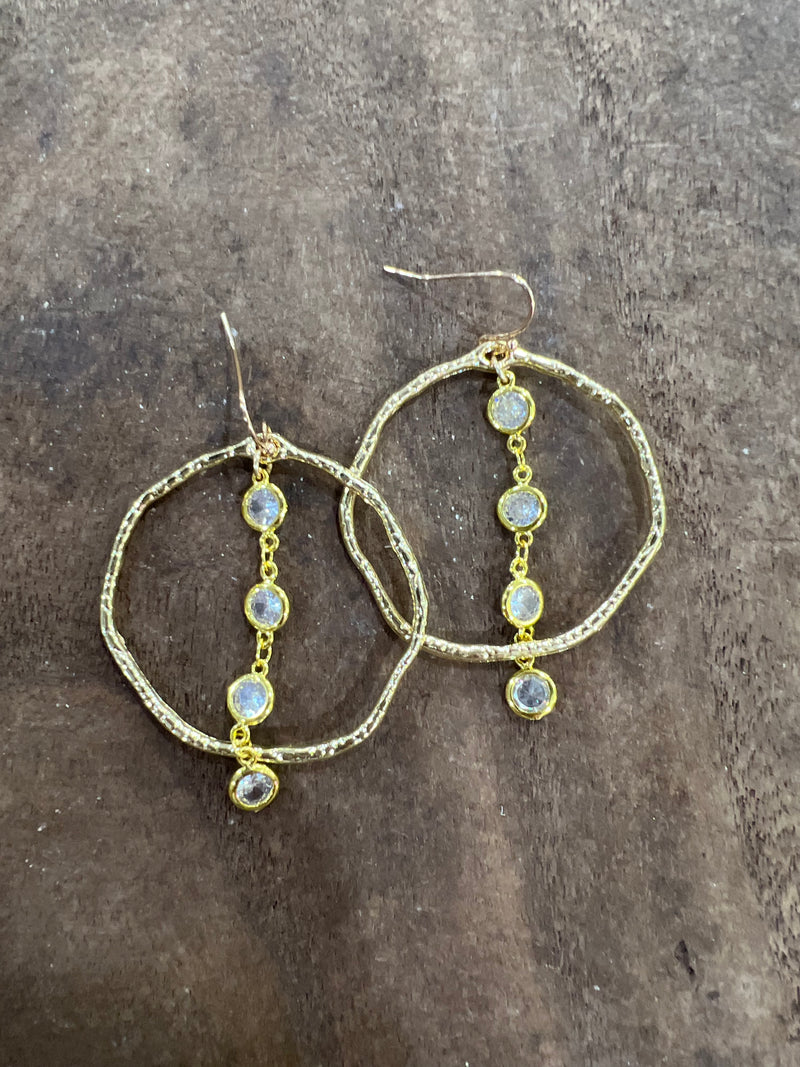 Crystal Hammered Hoops