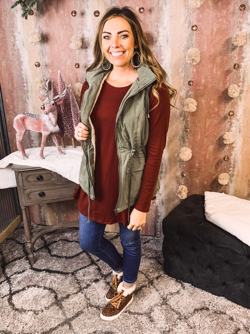 Sherpa Lined Hooded Vest