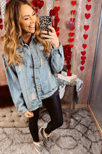 Distressed Studded Denim Jacket