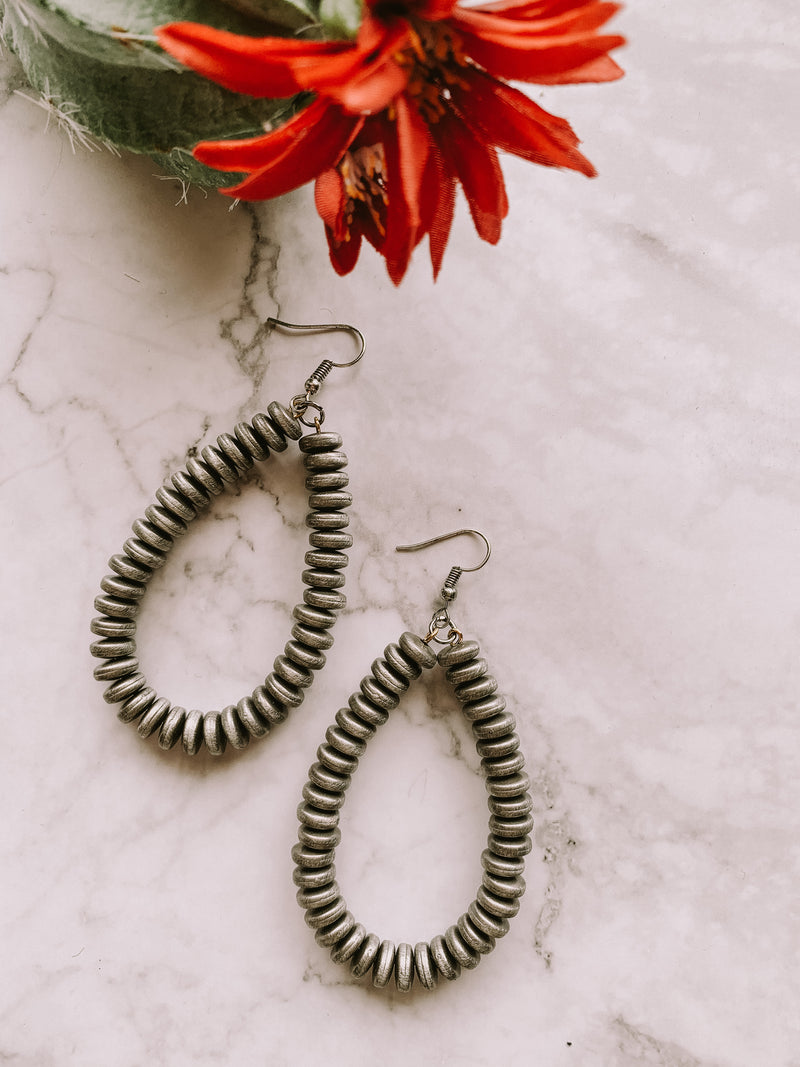 Steel Gray Large Teardrop Earrings