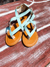 Back Zipper Strappy Light Teal Sandal
