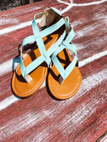 Back Zipper Strappy Light Teal Sandal
