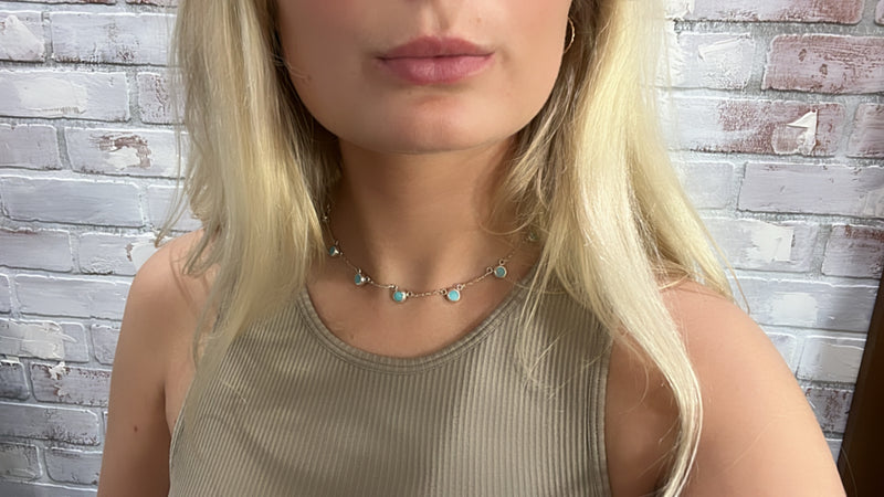 Turquoise + SS Multi Drop Necklace