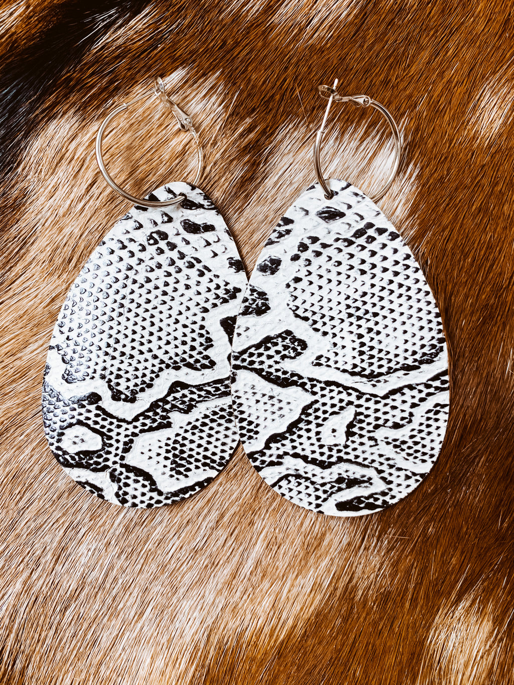 B&W Snake Leather Earring