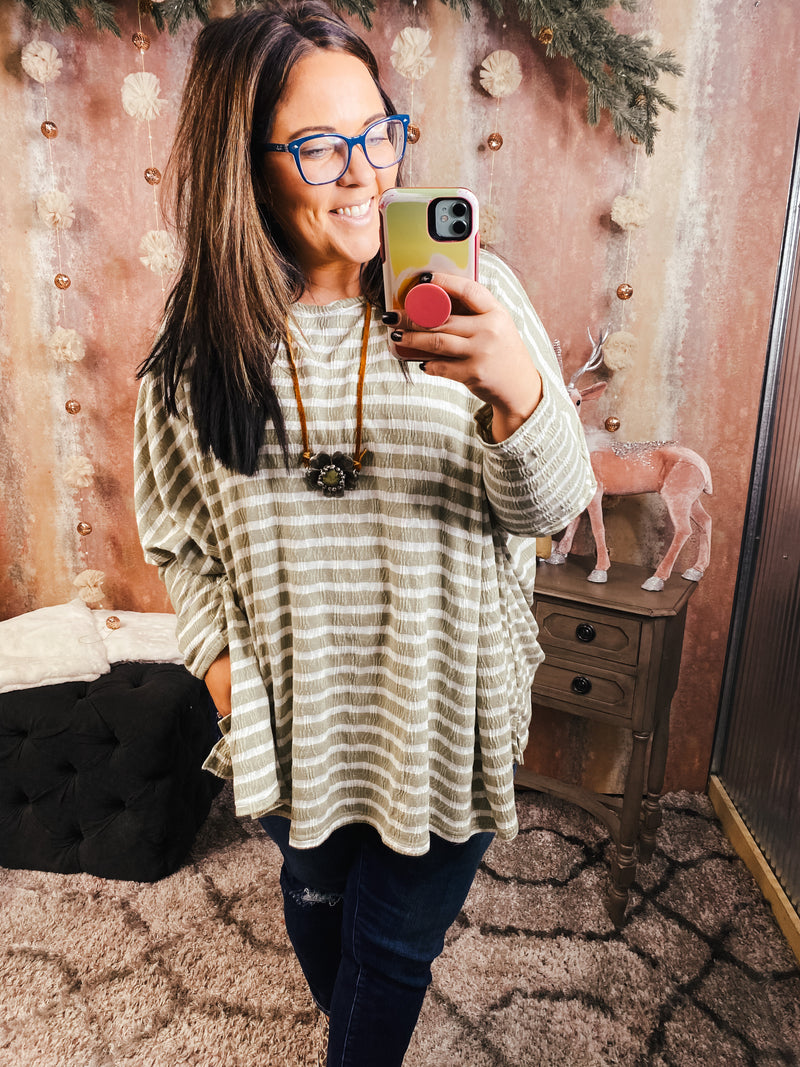 Twisted Neck Striped Top