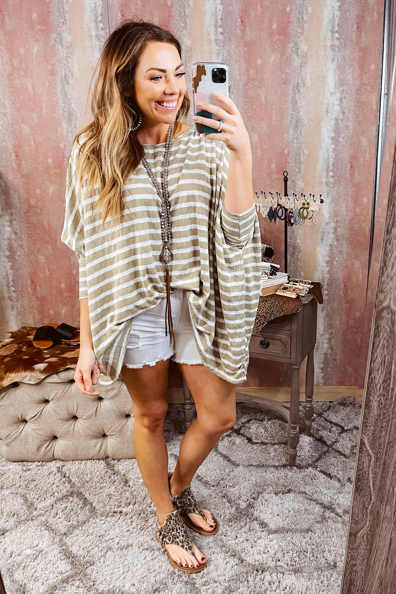 Twisted Neck Striped Top