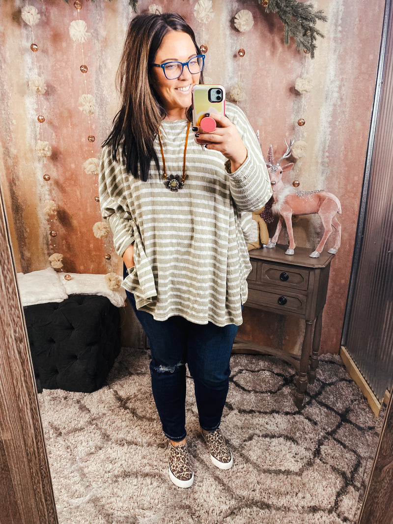 Twisted Neck Striped Top