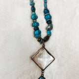Oversized Turq & Crystal Necklace