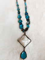Oversized Turq & Crystal Necklace