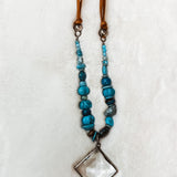 Oversized Turq & Crystal Necklace